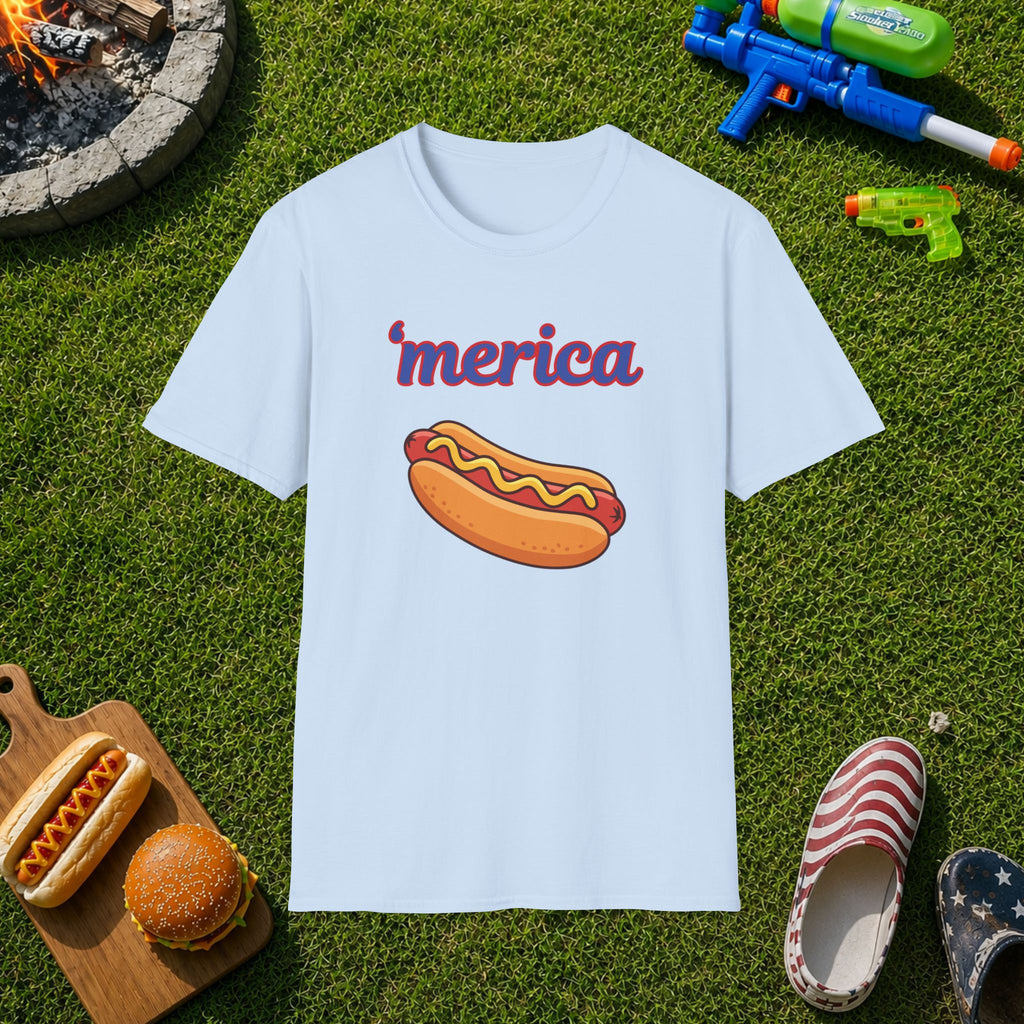 'merica Hot Dog T-Shirt — Patriotic Fourth of July Tee