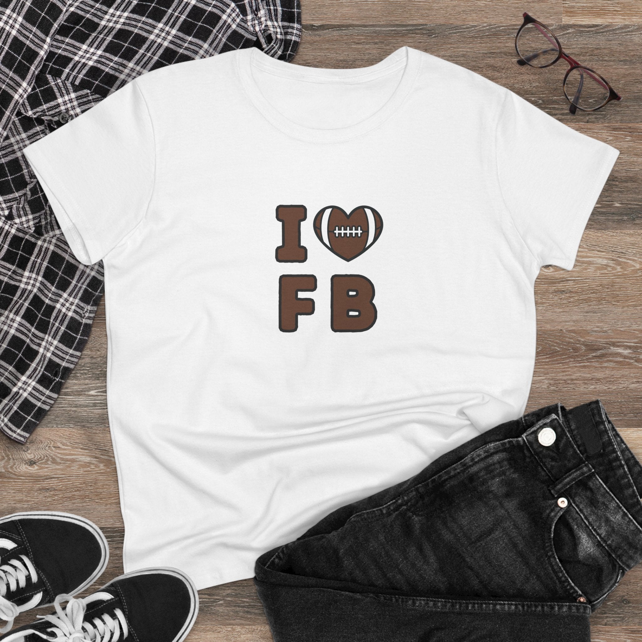 I Heart FB Football Women's Tee – Cute Football Lover Shirt