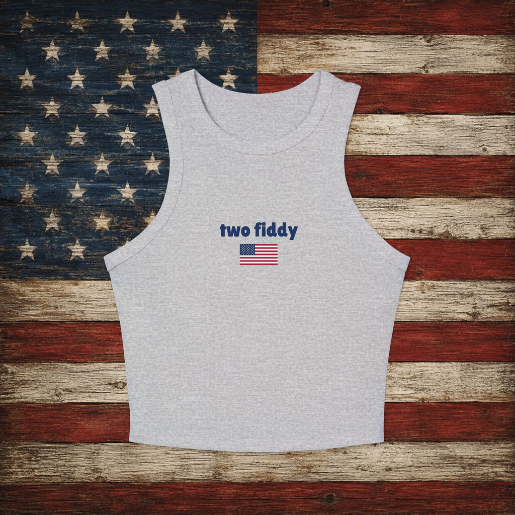 Two Fiddy American Flag Women's Racer Tank