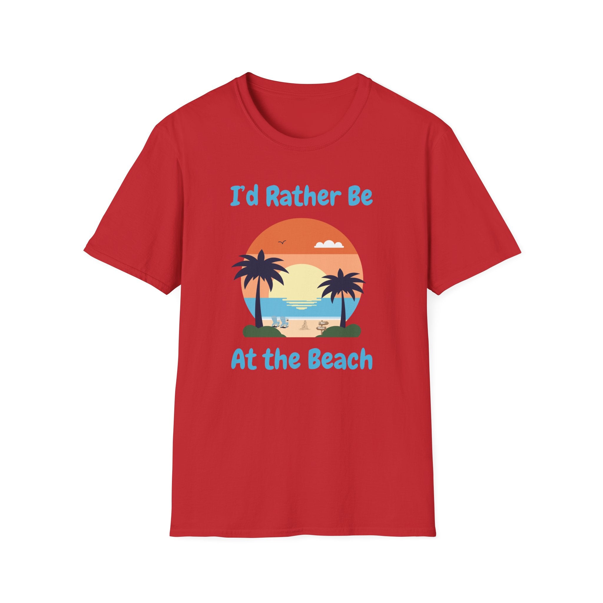 I'd Rather Be At The Beach T-Shirt — Retro Sunset Palm Beach Tee