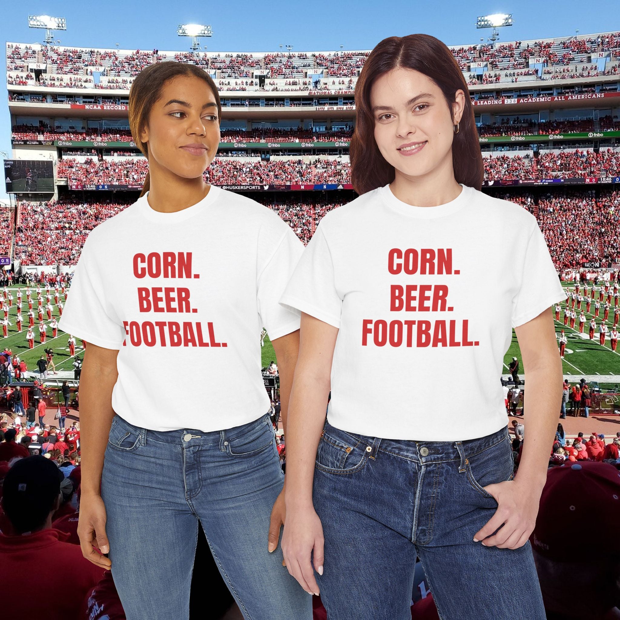 Corn. Beer. Football. T-Shirt — Tailgate & Fall Harvest Game Day Tee