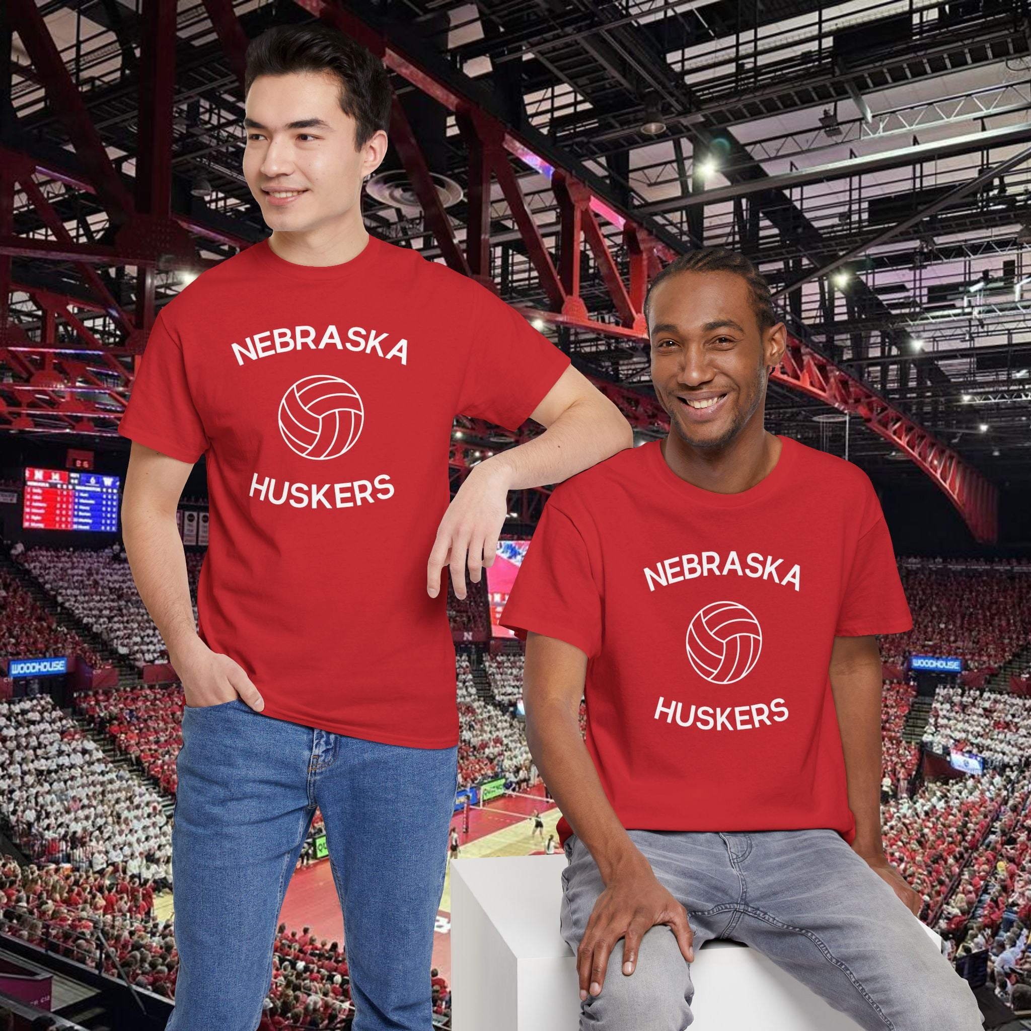 Nebraska Huskers Volleyball Tee — Vintage Red Logo T-Shirt