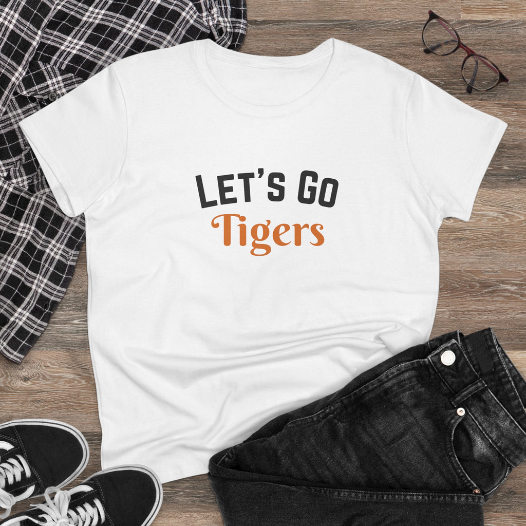PERSONALIZABLE - Let's Go (Custom Orange Text) Women's Tee — Cheerleading Game Day Fan Shirt