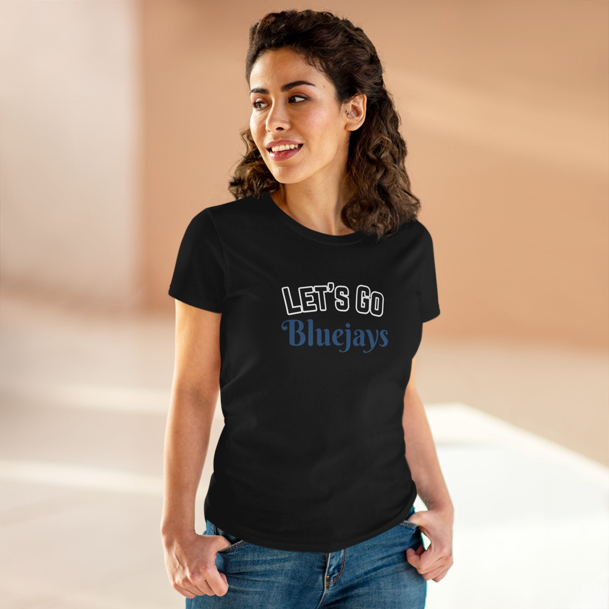 Copy of PERSONALIZABLE - Let's Go (Custom Blue Text) Women's Tee — Cheerleading Game Day Fan Shirt