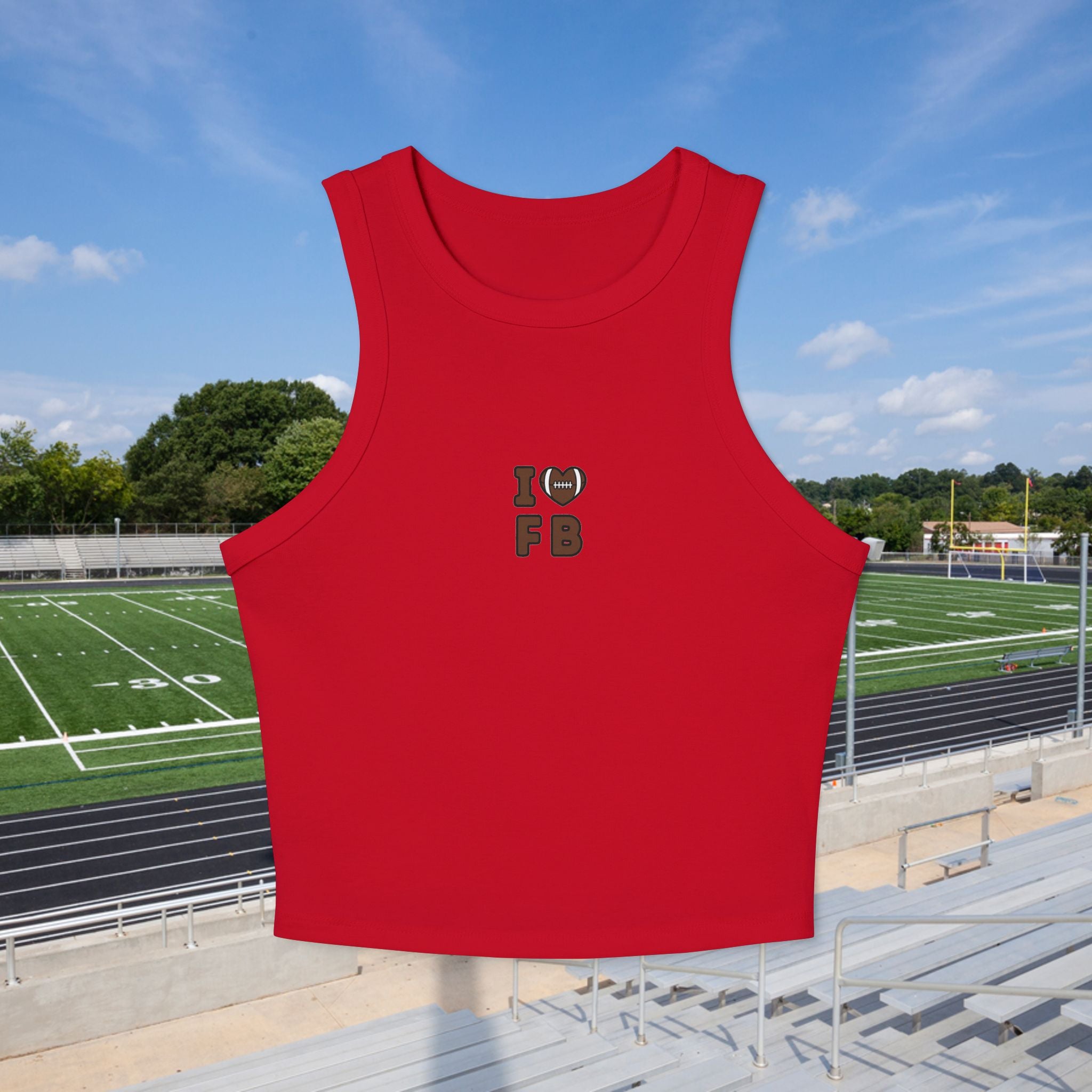 I Heart FB Cropped Racer Tank — Women's Football Fan Crop Top