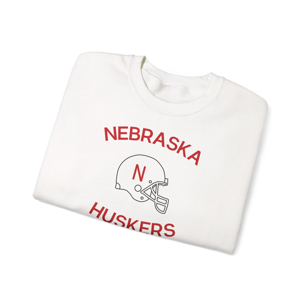 Nebraska Huskers Football Crewneck Sweatshirt — Retro Helmet Design