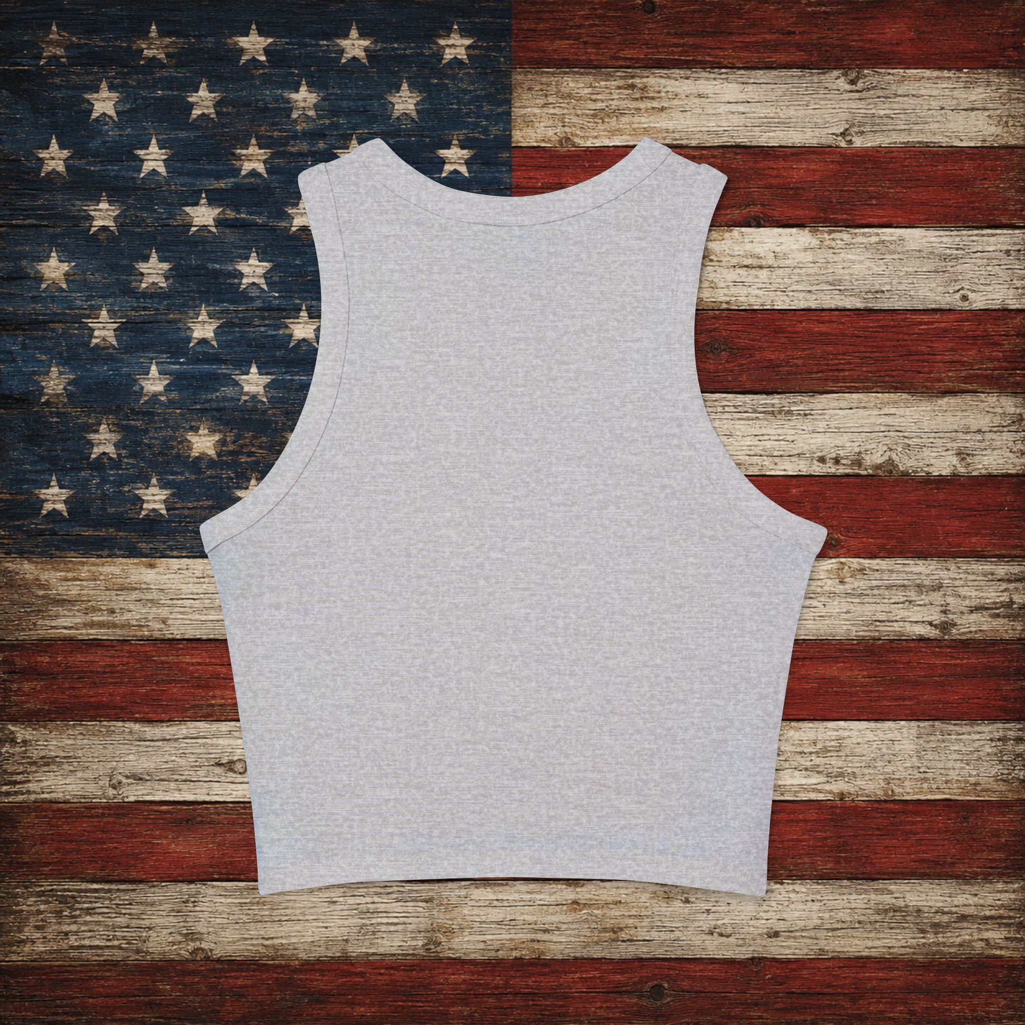USA Flag Racer Tank Top — Patriotic Women’s Crop Tank for 4th of July