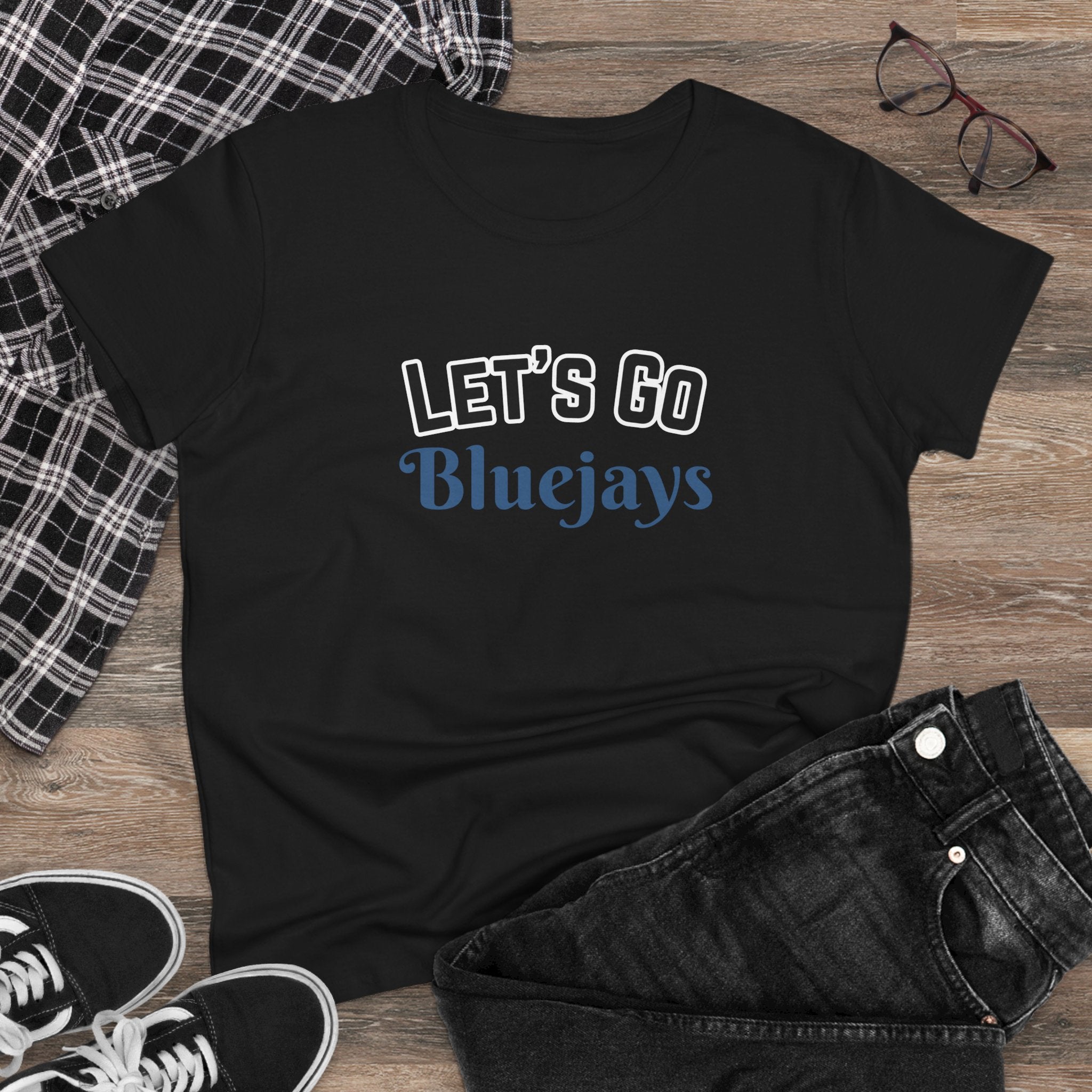 Copy of PERSONALIZABLE - Let's Go (Custom Blue Text) Women's Tee — Cheerleading Game Day Fan Shirt