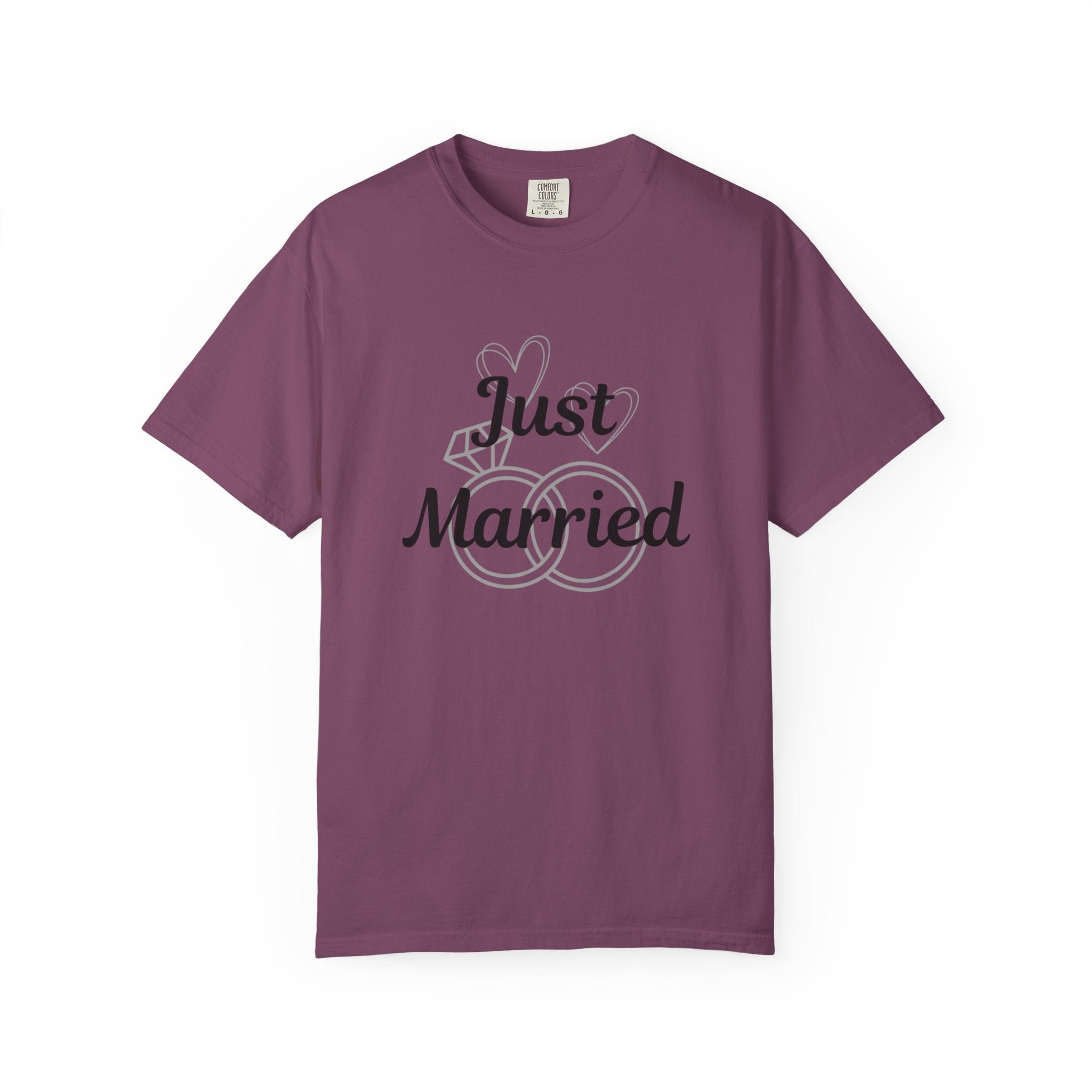 Just Married T‑Shirt — Personalized Last Name Wedding Tee