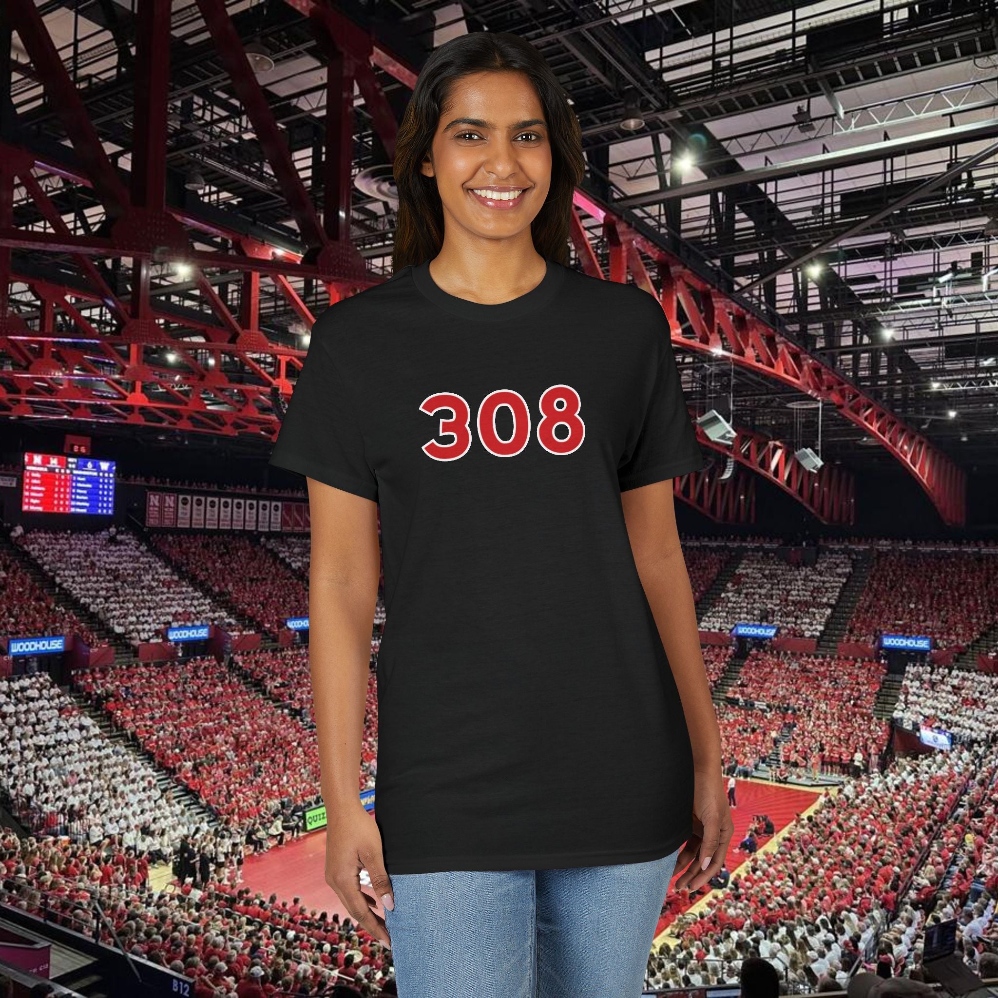 308 Number Tee — Simple Red Athletic Graphic T-Shirt