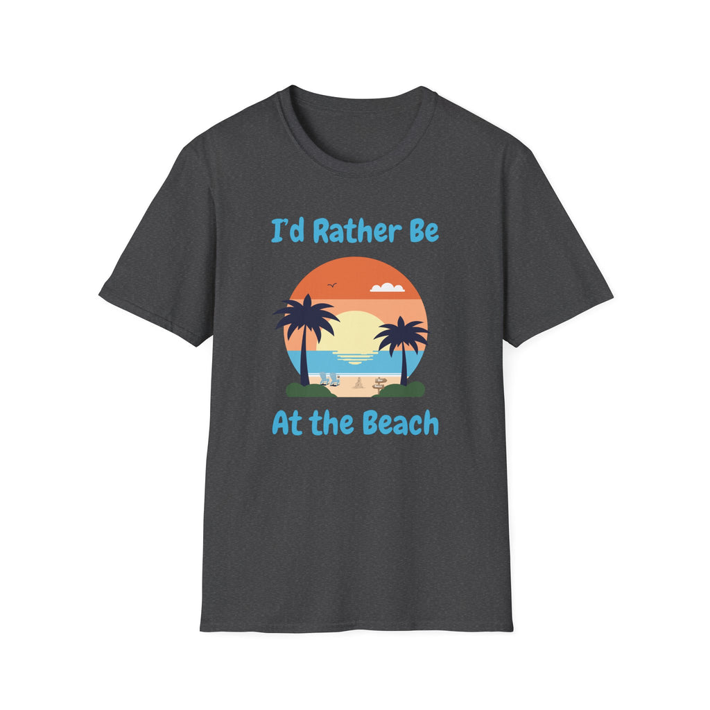 I'd Rather Be At The Beach T-Shirt — Retro Sunset Palm Beach Tee