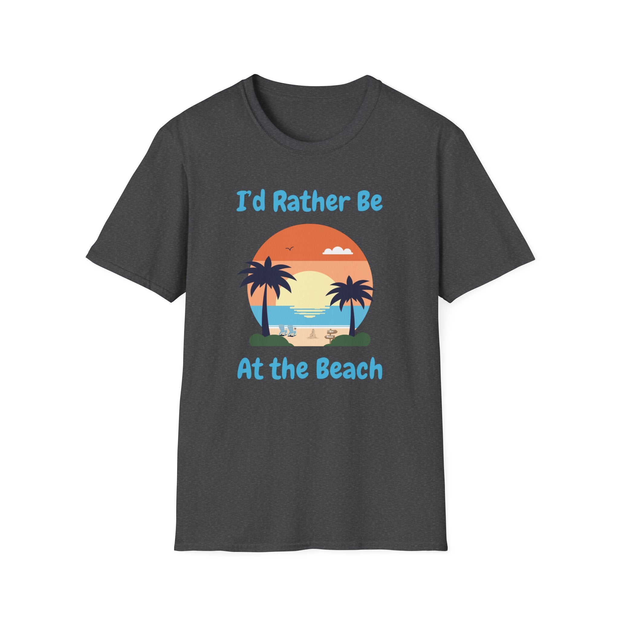 I'd Rather Be At The Beach T-Shirt — Retro Sunset Palm Beach Tee
