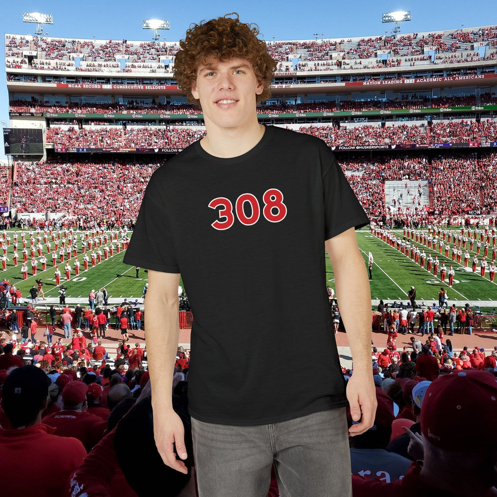 308 Number Tee — Simple Red Athletic Graphic T-Shirt