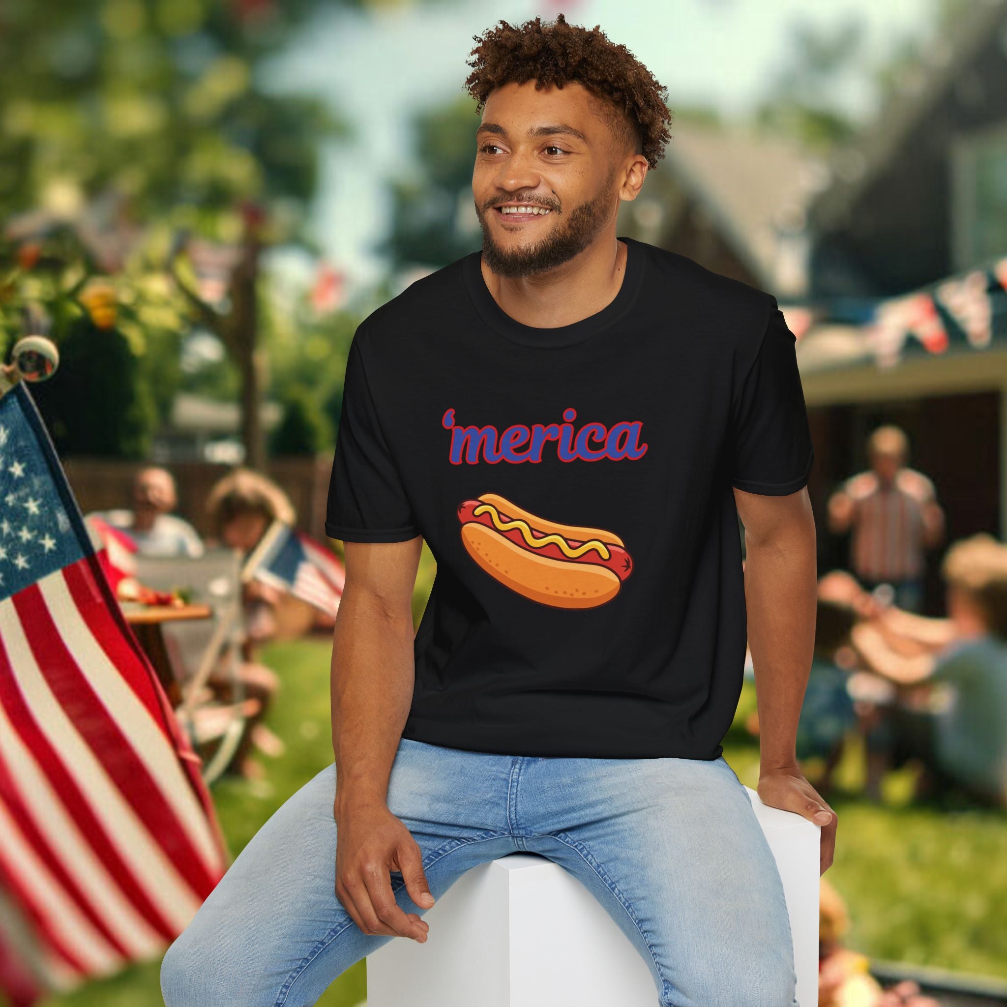 'merica Hot Dog T-Shirt — Patriotic Fourth of July Tee