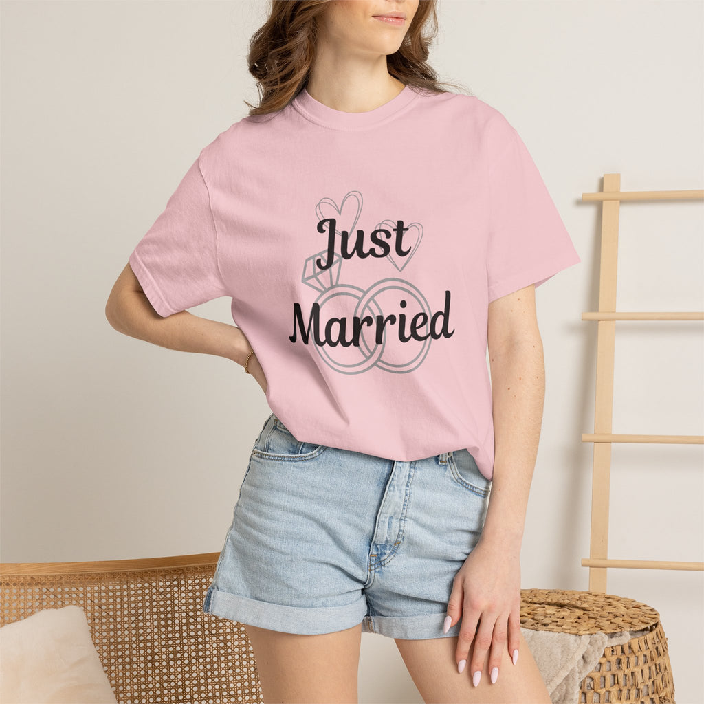 Just Married T‑Shirt — Personalized Last Name Wedding Tee