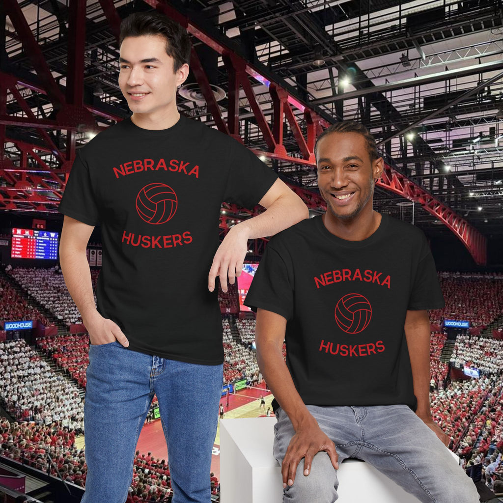 Nebraska Huskers Volleyball Tee — Vintage Red Logo T-Shirt
