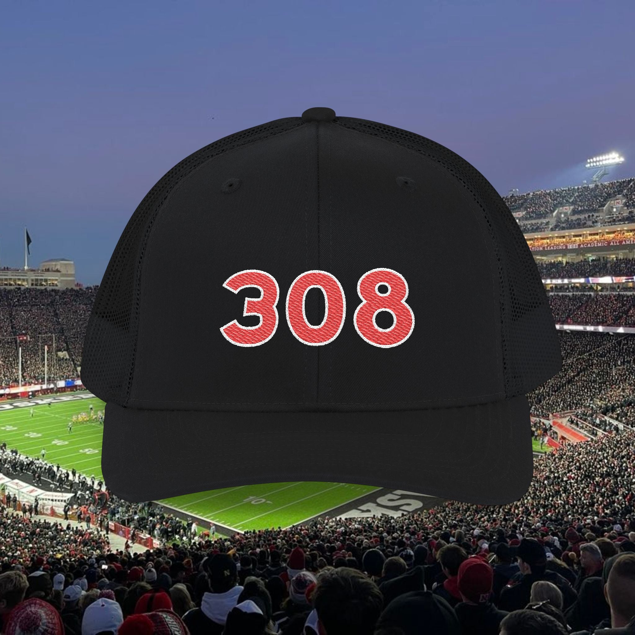 308 Trucker Snapback Cap — Retro Athletic Mesh Baseball Hat