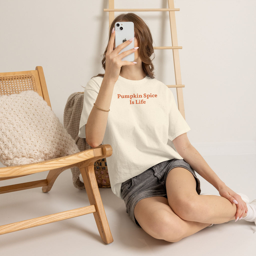 Pumpkin Spice Is Life Tee — Embroidered Fall Coffee Shirt