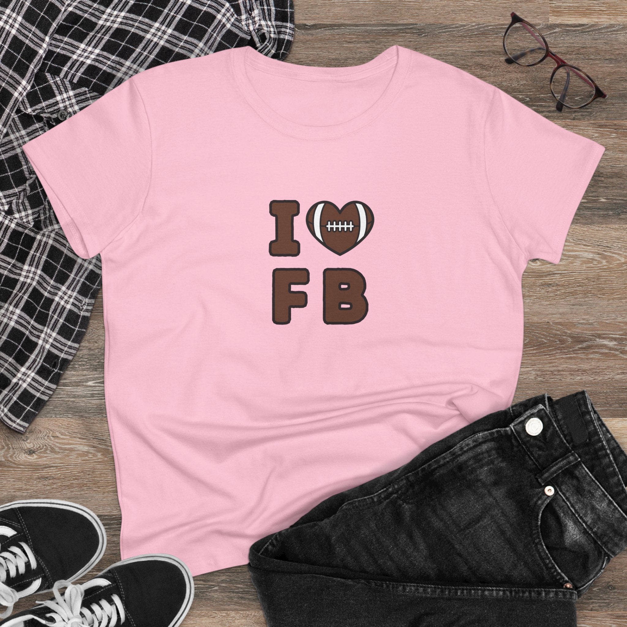 I Heart FB Football Women's Tee – Cute Football Lover Shirt