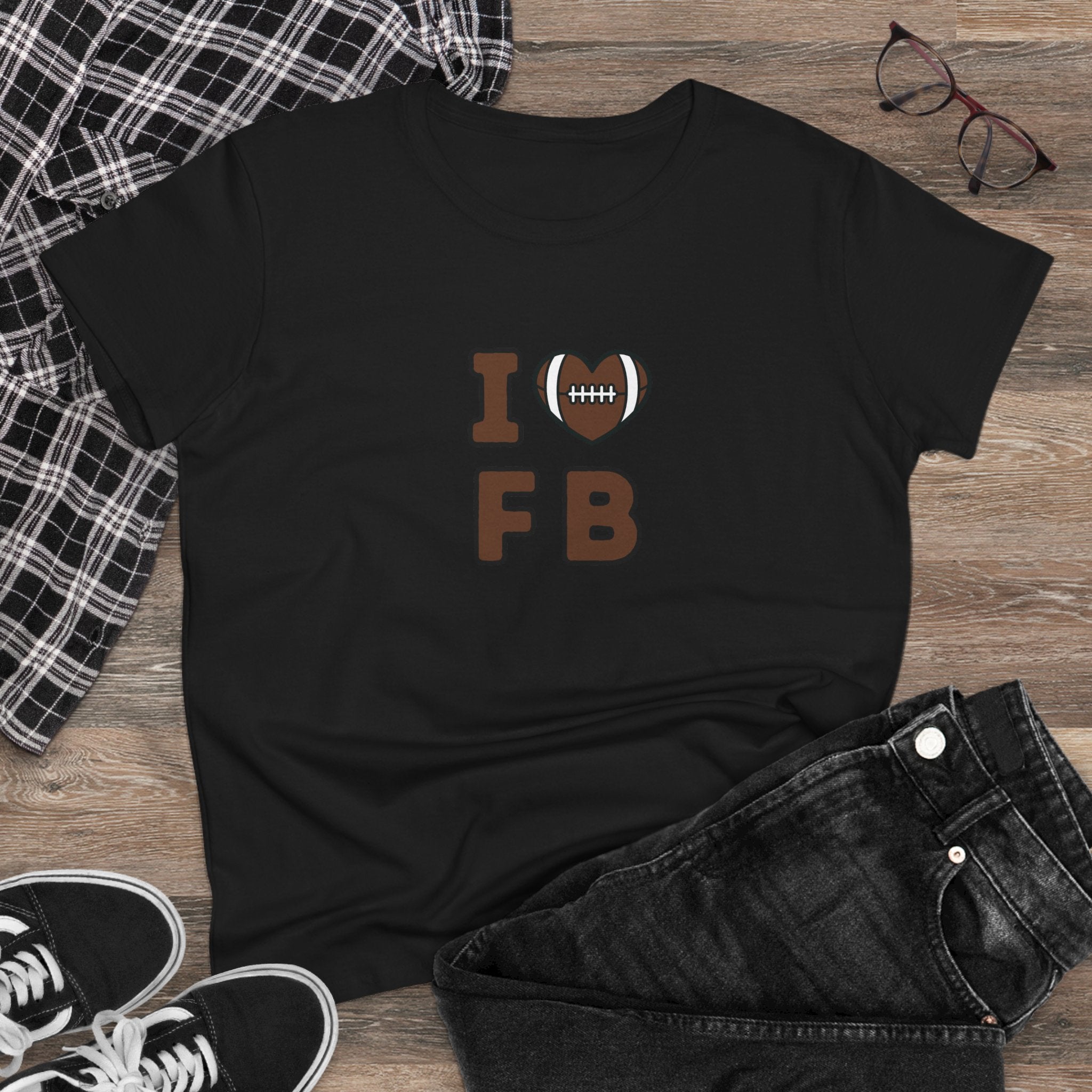 I Heart FB Football Women's Tee – Cute Football Lover Shirt