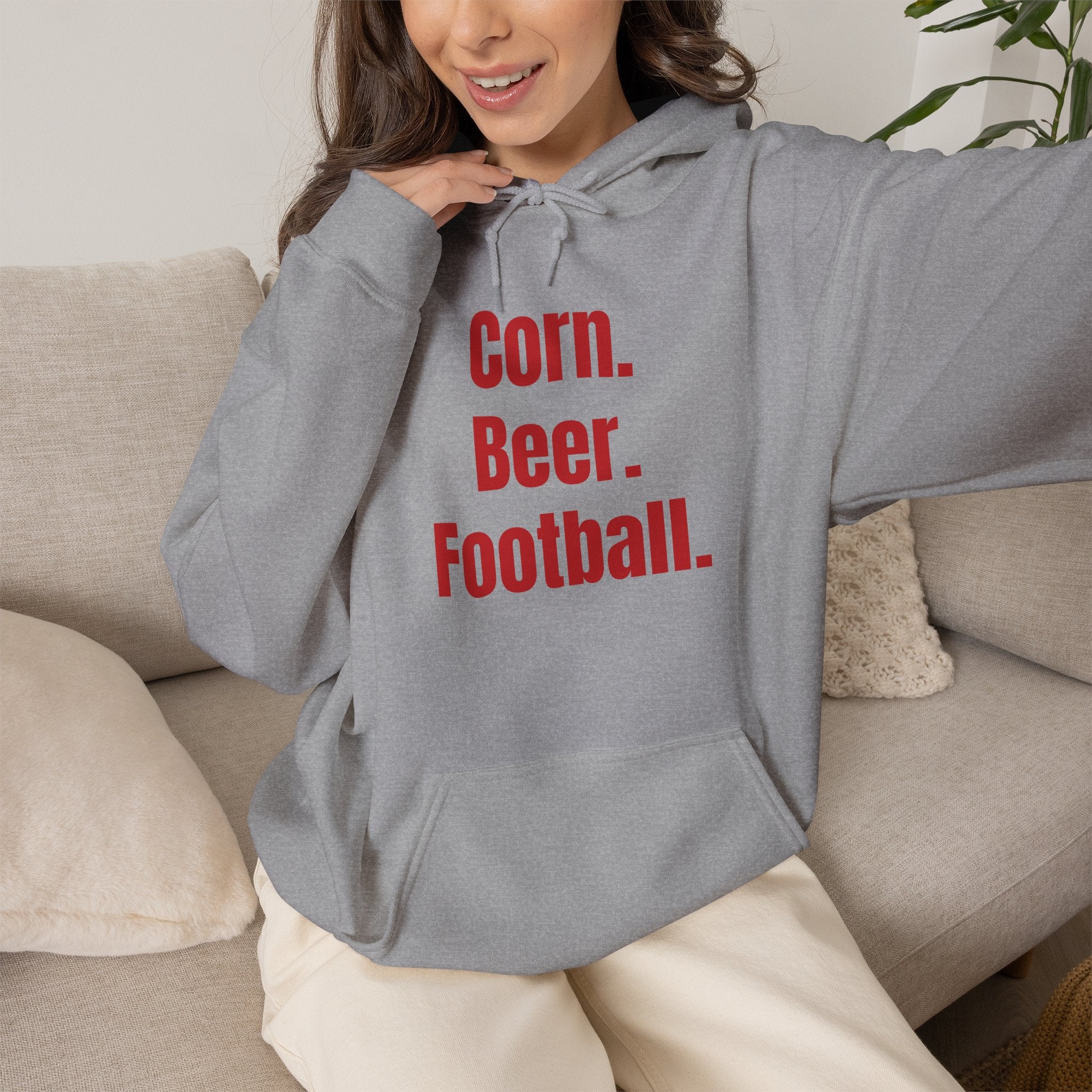 Corn. Beer. Football. Hoodie — Tailgate & Game Day Pullover for Fans