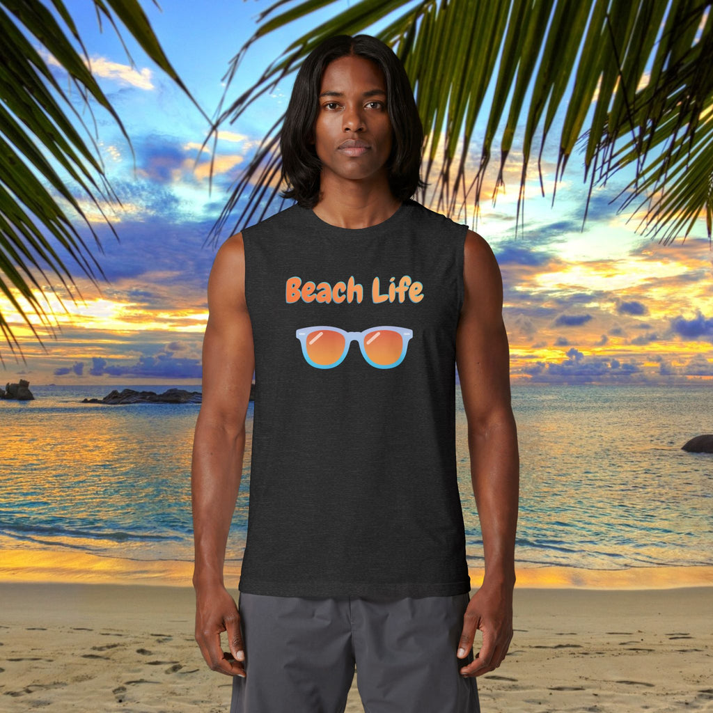 Beach Life Muscle Tank — Sunglasses Graphic Summer Tank Top