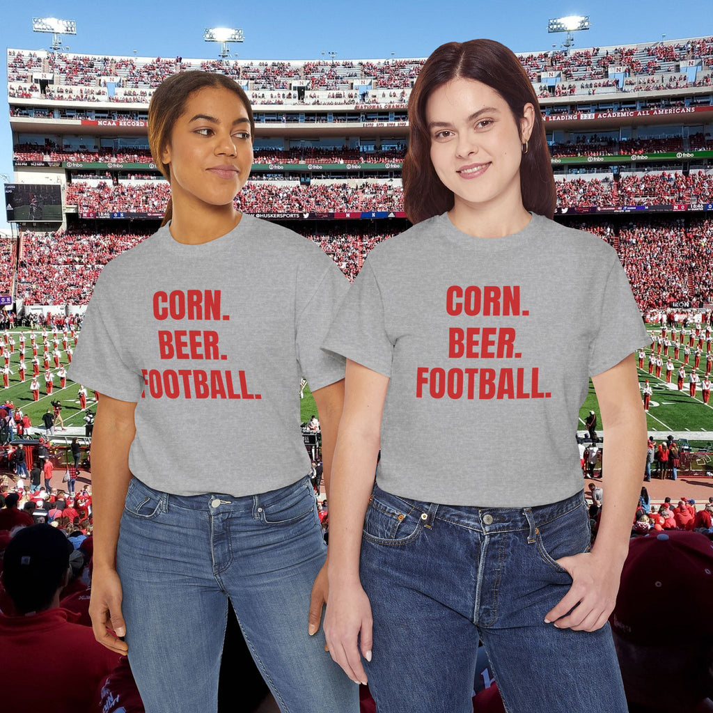 Corn. Beer. Football. T-Shirt — Tailgate & Fall Harvest Game Day Tee