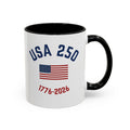 USA 250th Anniversary Coffee Mug | American Flag Accent Mug (11oz & 15oz)