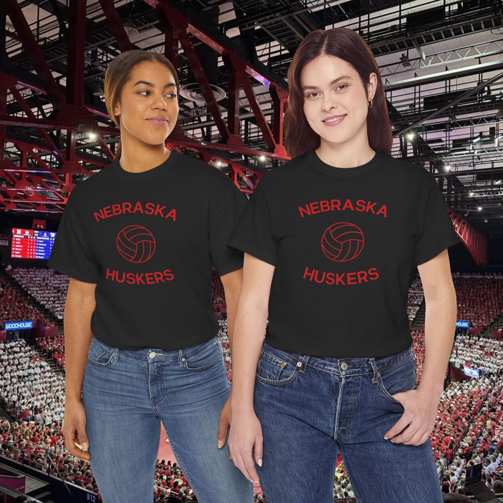 Nebraska Huskers Volleyball Tee — Vintage Red Logo T-Shirt