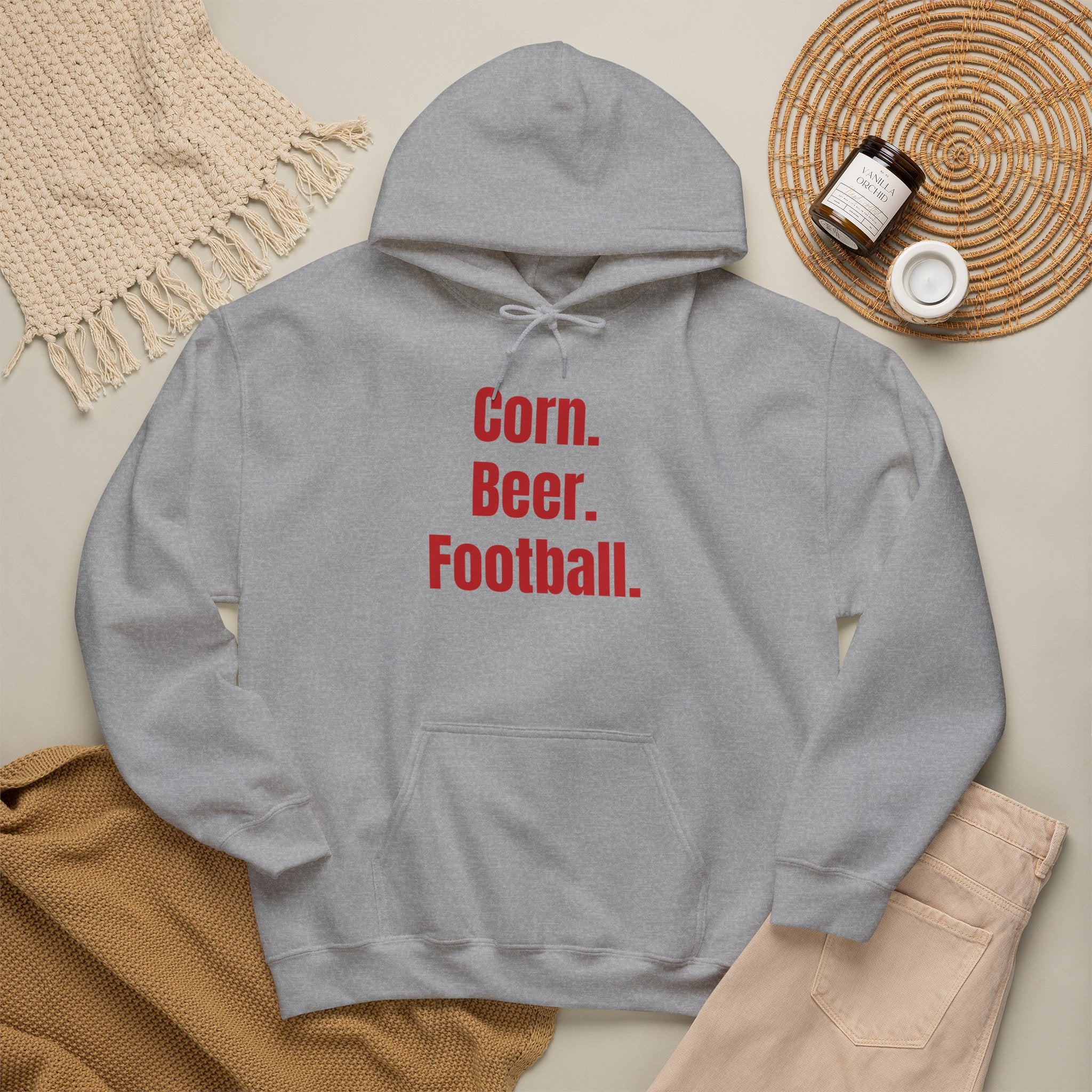 Corn. Beer. Football. Hoodie — Tailgate & Game Day Pullover for Fans