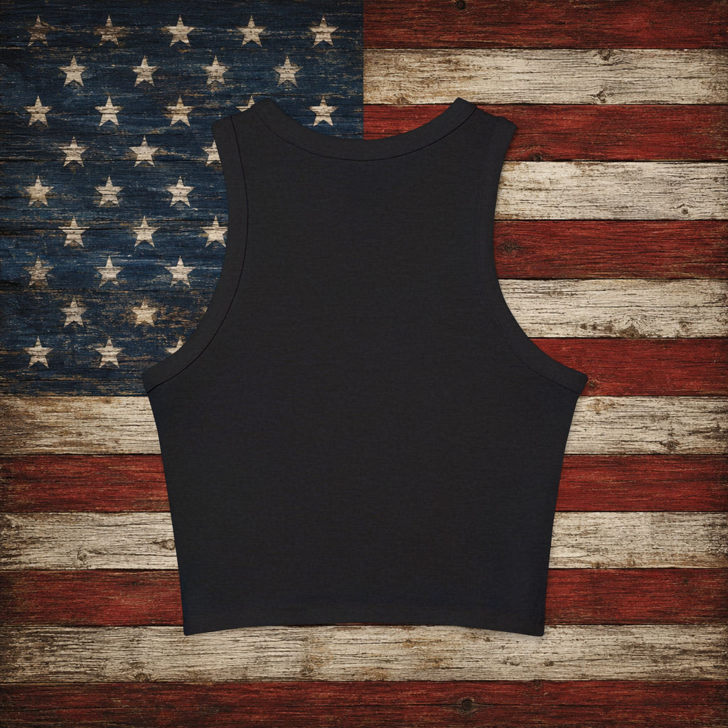 USA Racerback Tank Top — Patriotic Women's Cropped Tank for 4th of July