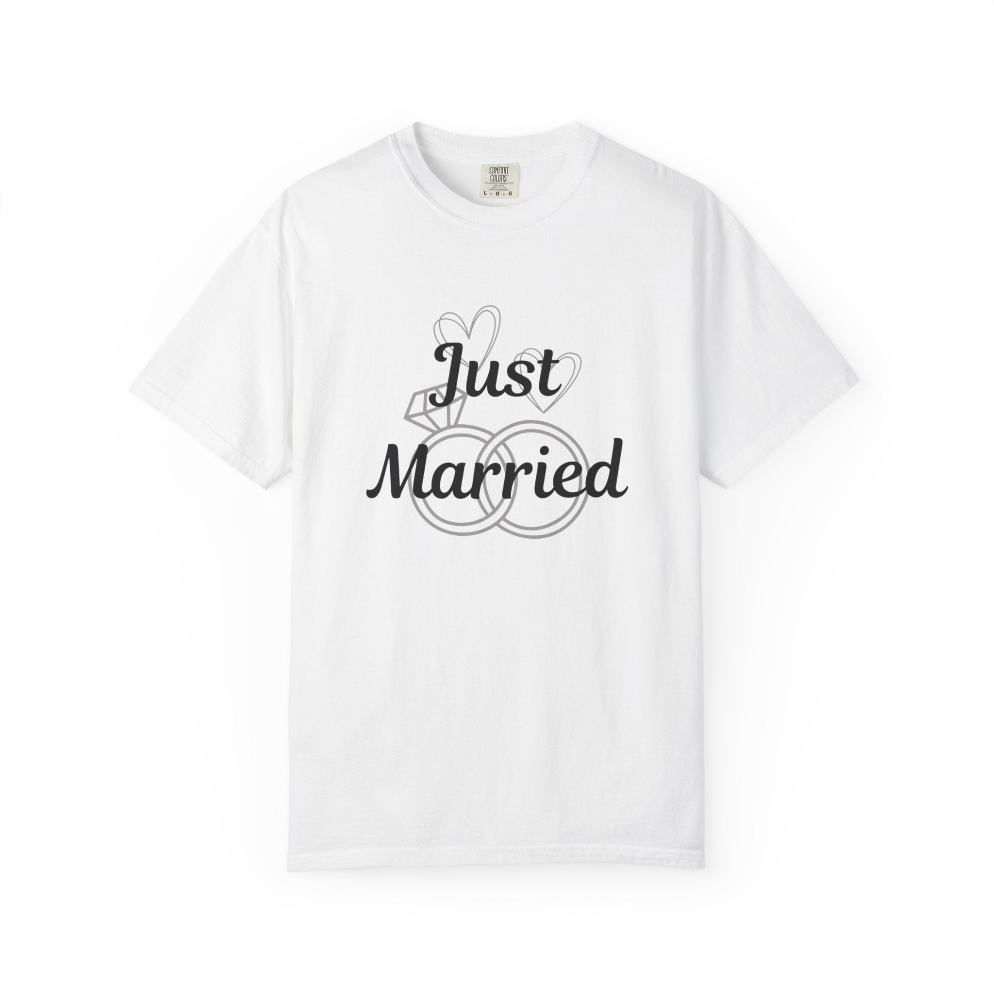 Just Married T‑Shirt — Personalized Last Name Wedding Tee