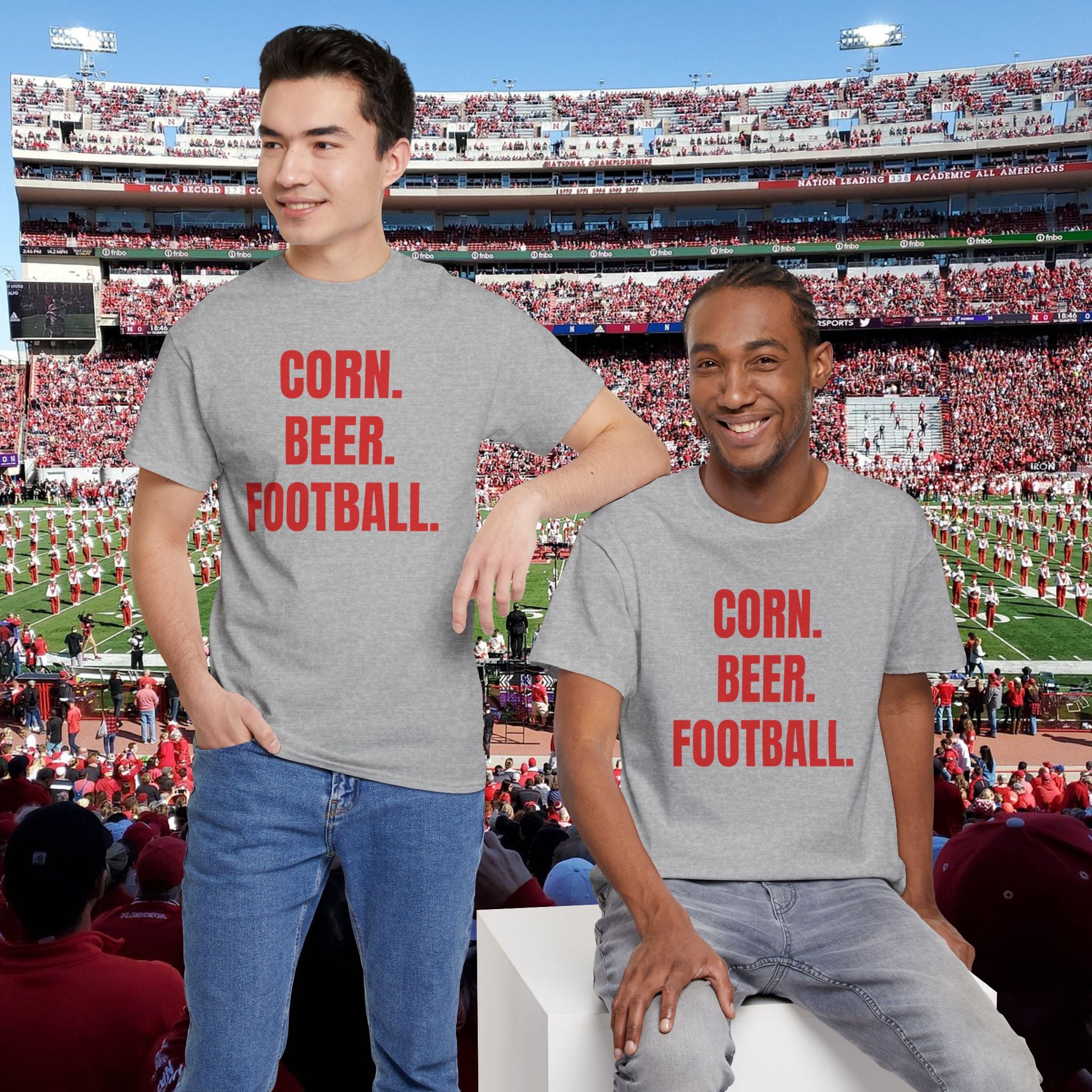 Corn. Beer. Football. T-Shirt — Tailgate & Fall Harvest Game Day Tee