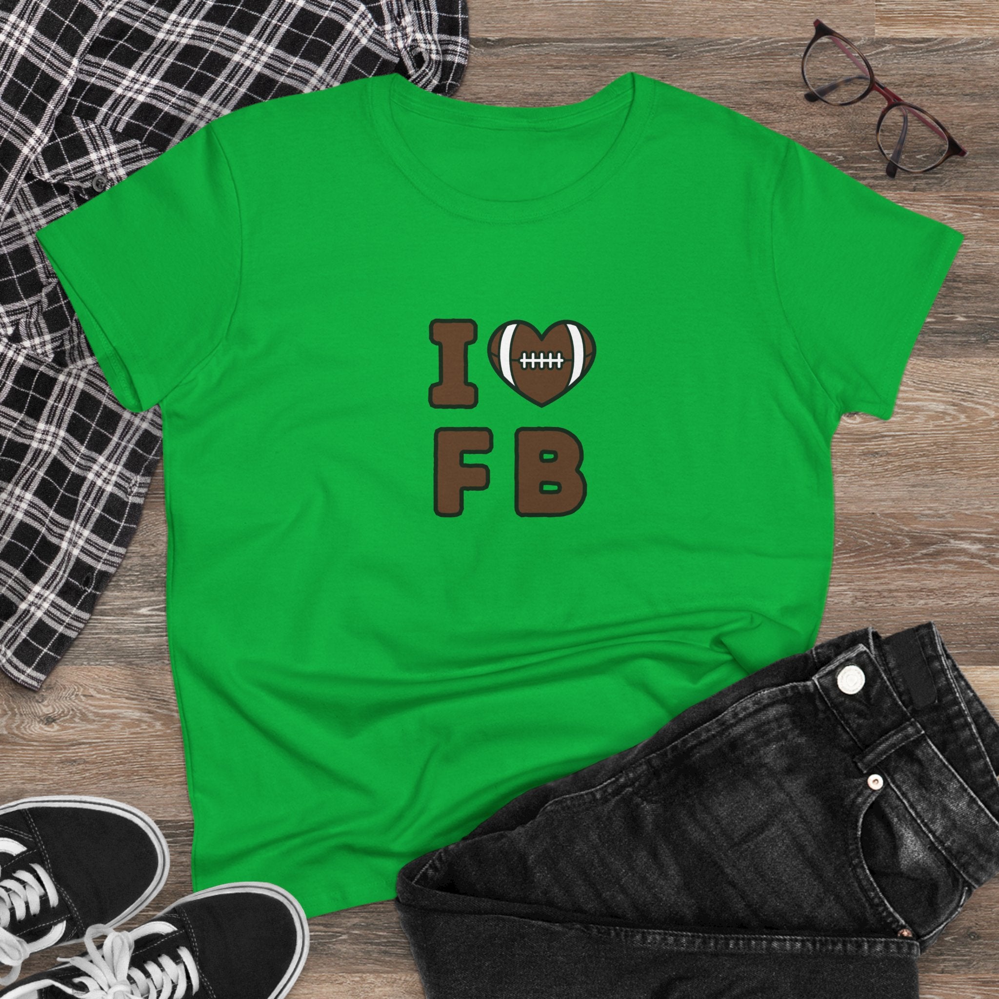 I Heart FB Football Women's Tee – Cute Football Lover Shirt