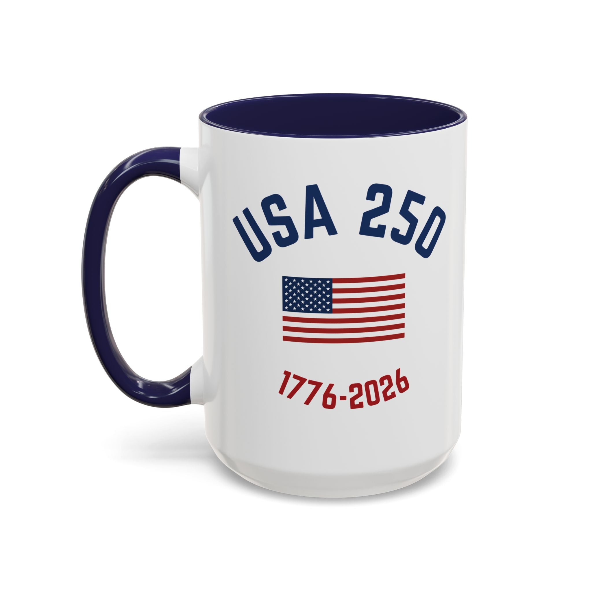 USA 250th Anniversary Coffee Mug | American Flag Accent Mug (11oz & 15oz)