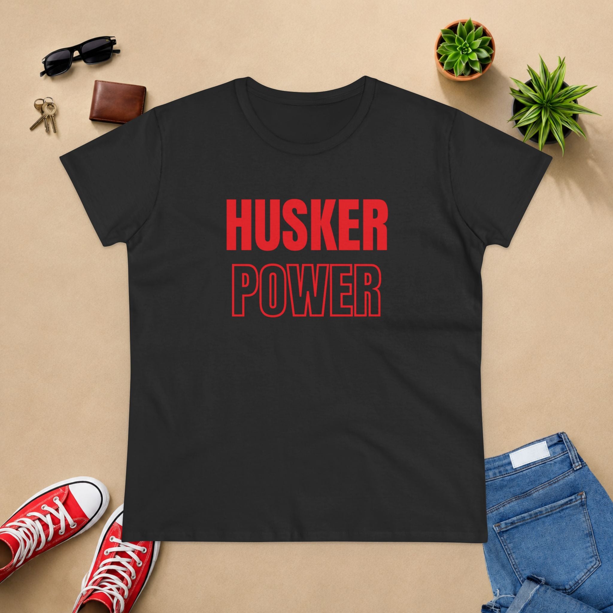Husker Power Women's T‑Shirt — Bold Red Fan Tee