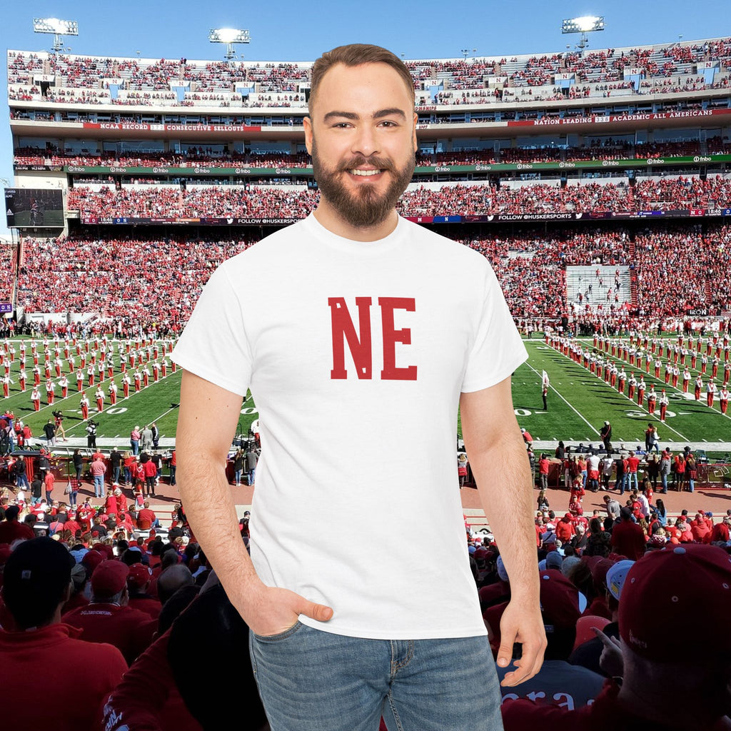 NE Letter T-Shirt — Minimal Red Initial Graphic Tee