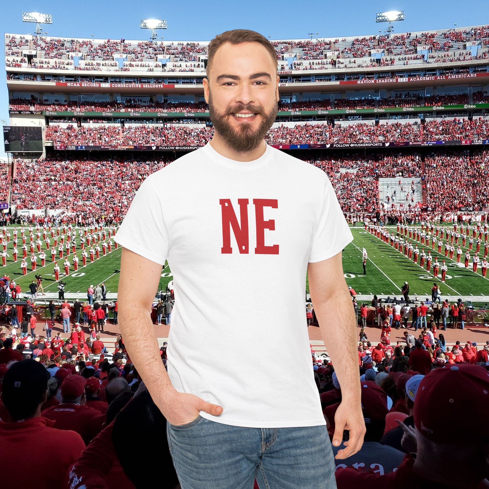 NE Letter T-Shirt — Minimal Red Initial Graphic Tee