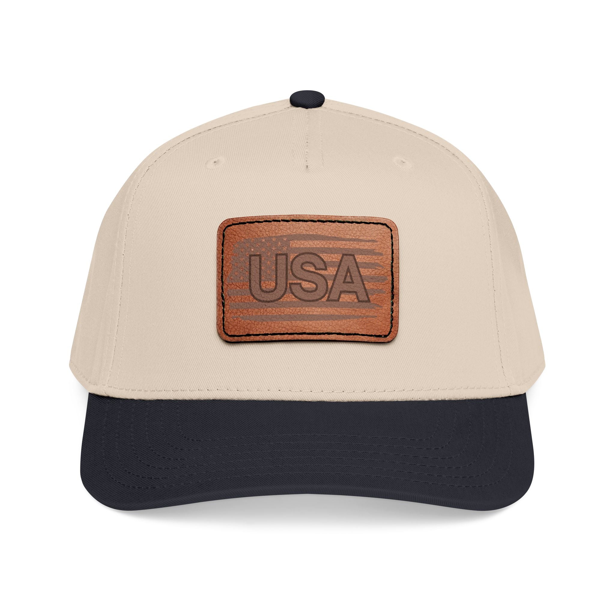 USA Leather Patch Mid Profile Baseball Cap