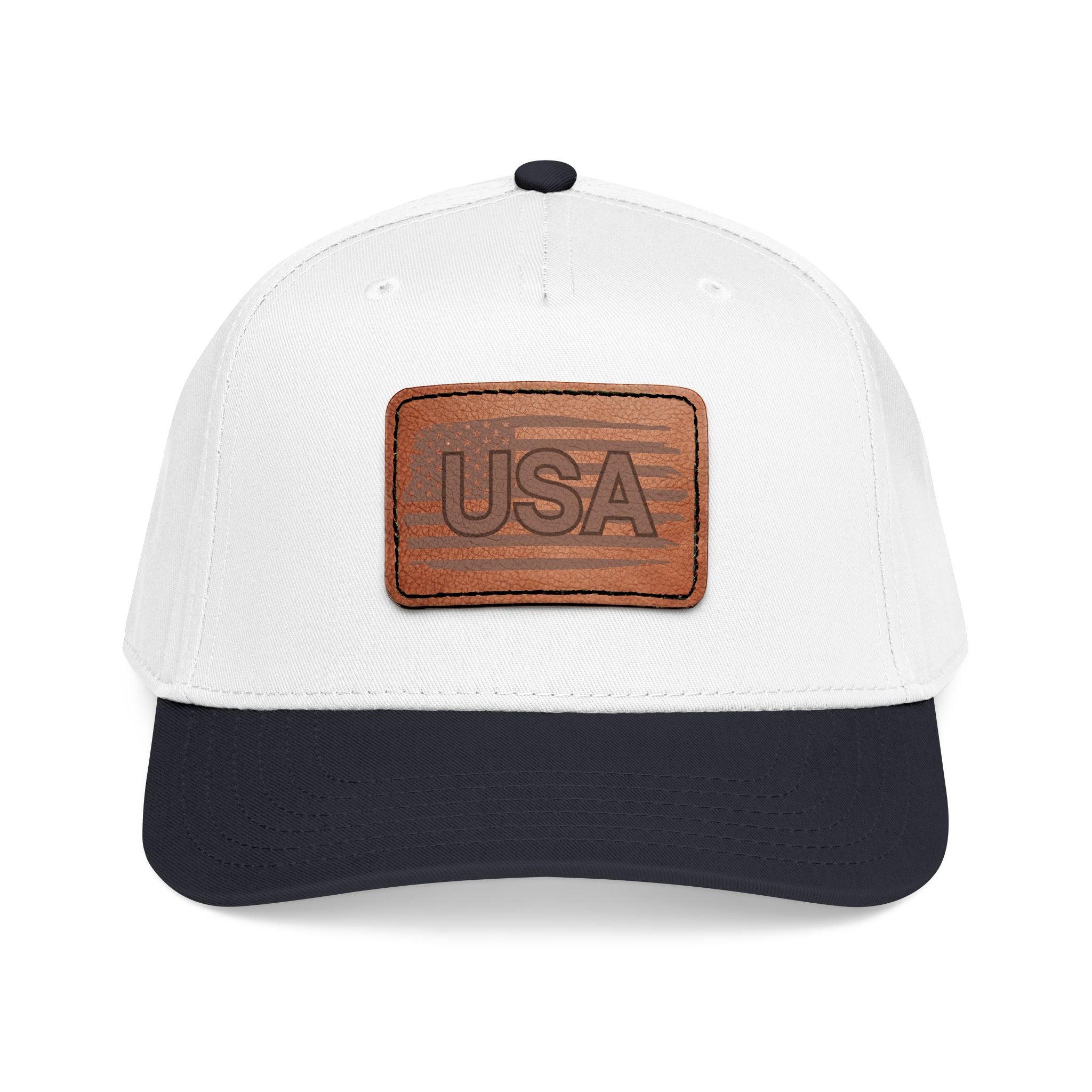 USA Leather Patch Mid Profile Baseball Cap